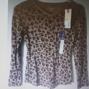 Cherokee leopard ls shirt sz L 10/12 new